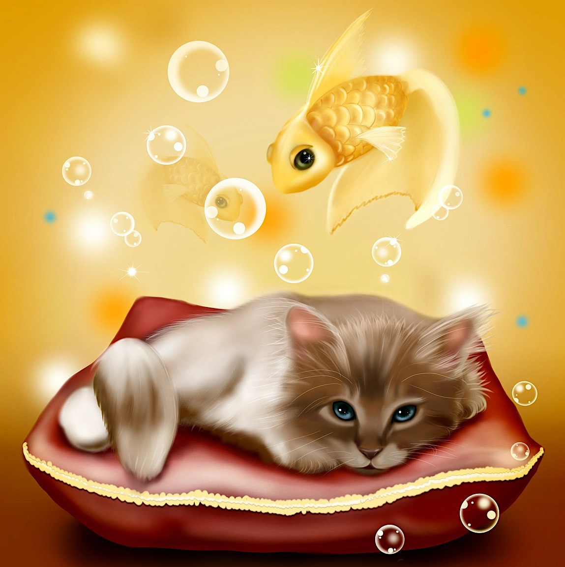 JigsawPuzzle's design:Cat and Goldfish
