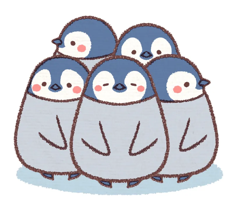 ジグソーパズルのヒント:ペンギンの群れのイラスト
