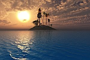 Free Online Jigsaw Puzzle:Deserted Island and Sunset
