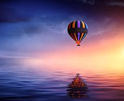 Free Online Jigsaw Puzzle:Sunrise and Hot Air Balloon