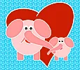 無料ジグソーパズルゲーム「微笑ましい親子ゾウさん」