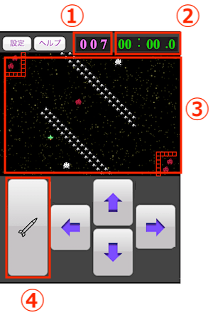 スペースウォー!(無料シューティングゲーム)のプレイ画面