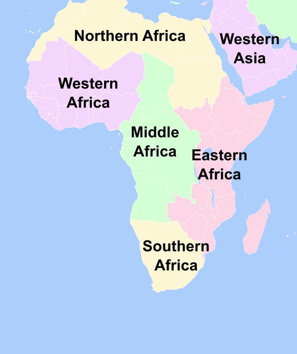 世界の地域区分の地図『アフリカ全域』