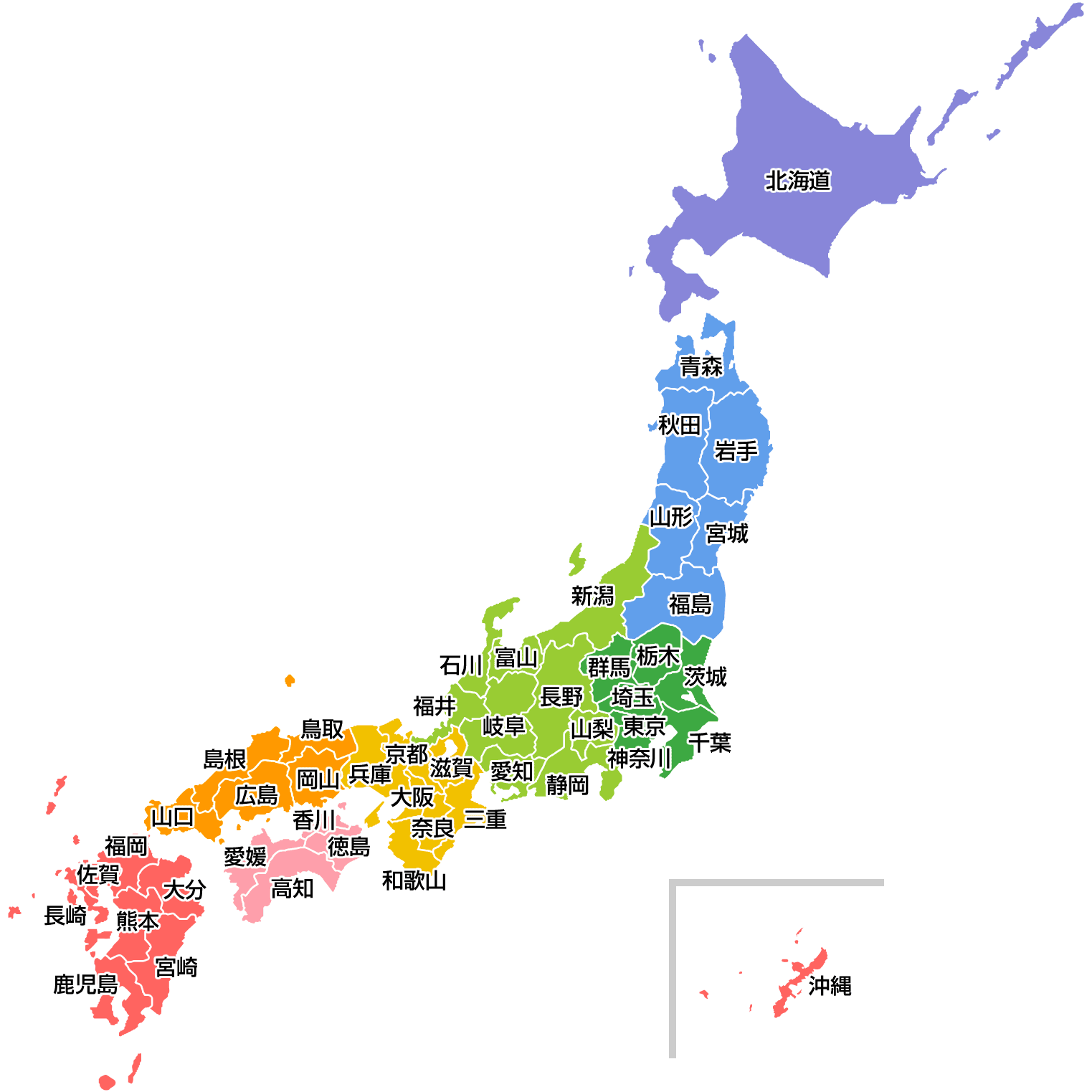 日本の都道府県地図