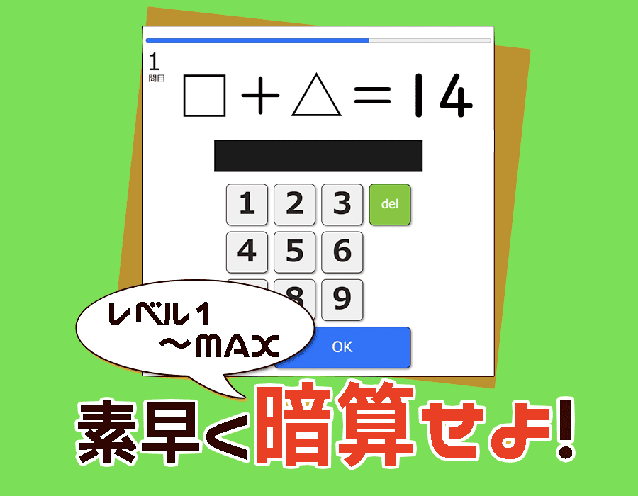 □に 入る数（足して14）