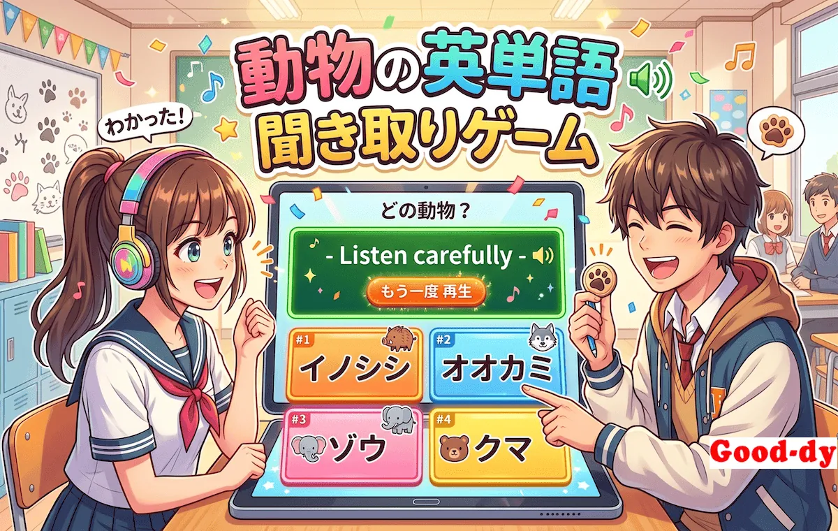 英単語 聞き取りゲーム（動物の英単語）