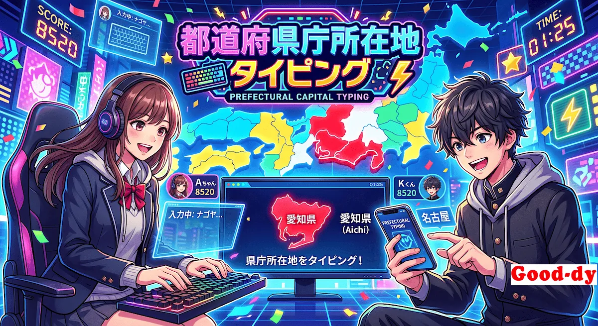 都道府県庁所在地の地名タイピング