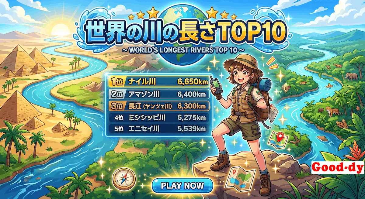 世界の河川 長い順 早押し「TOP10」