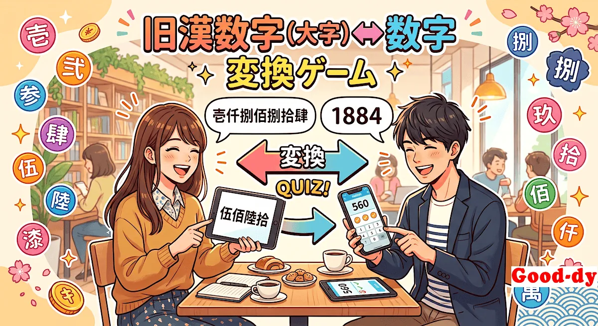 旧漢数字(大字)⇔ 数字 変換クイズ