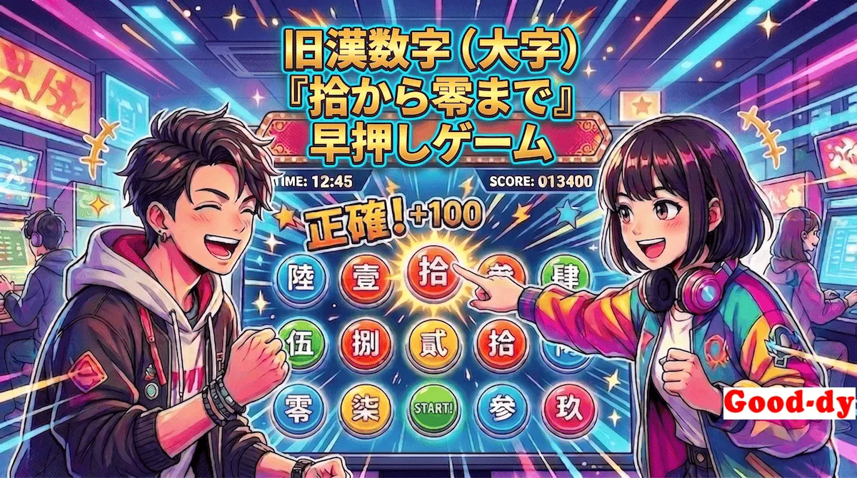 拾 から 零 早押しゲーム「旧漢数字(大字)の順番」