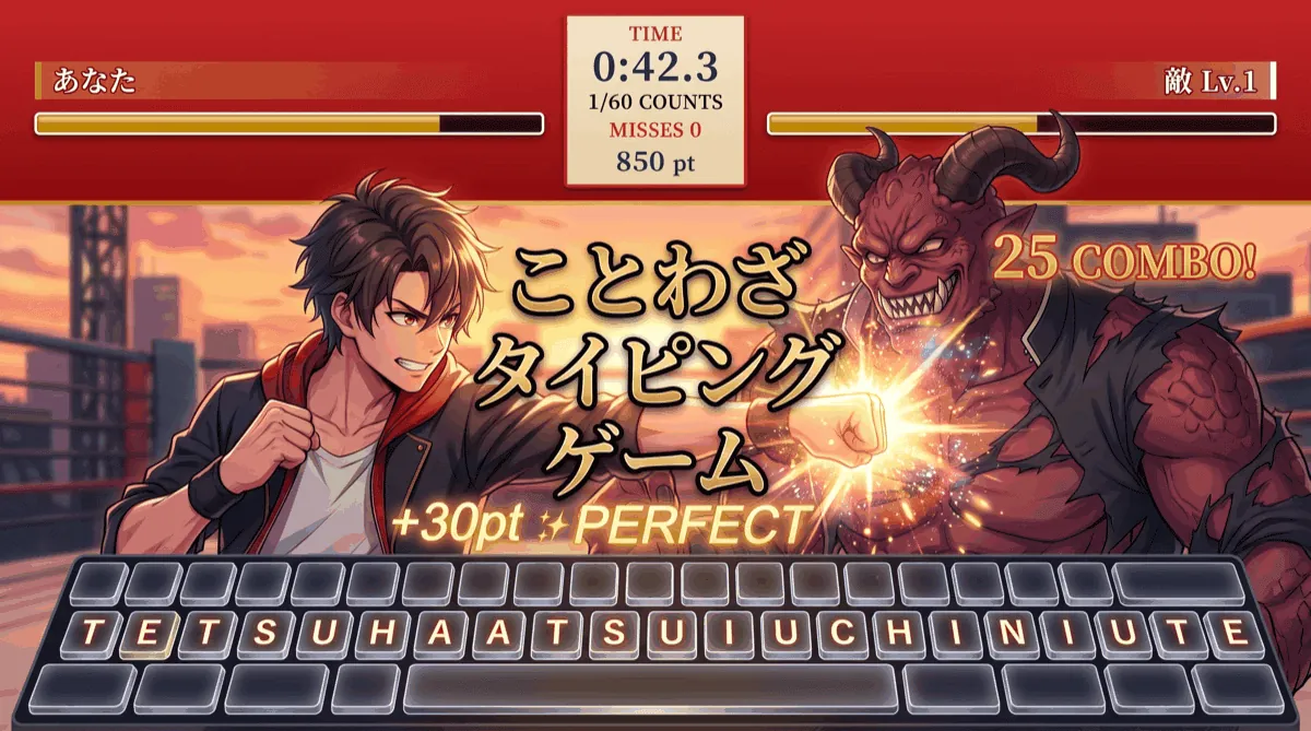 ことわざ格闘タイピングゲーム（無料）