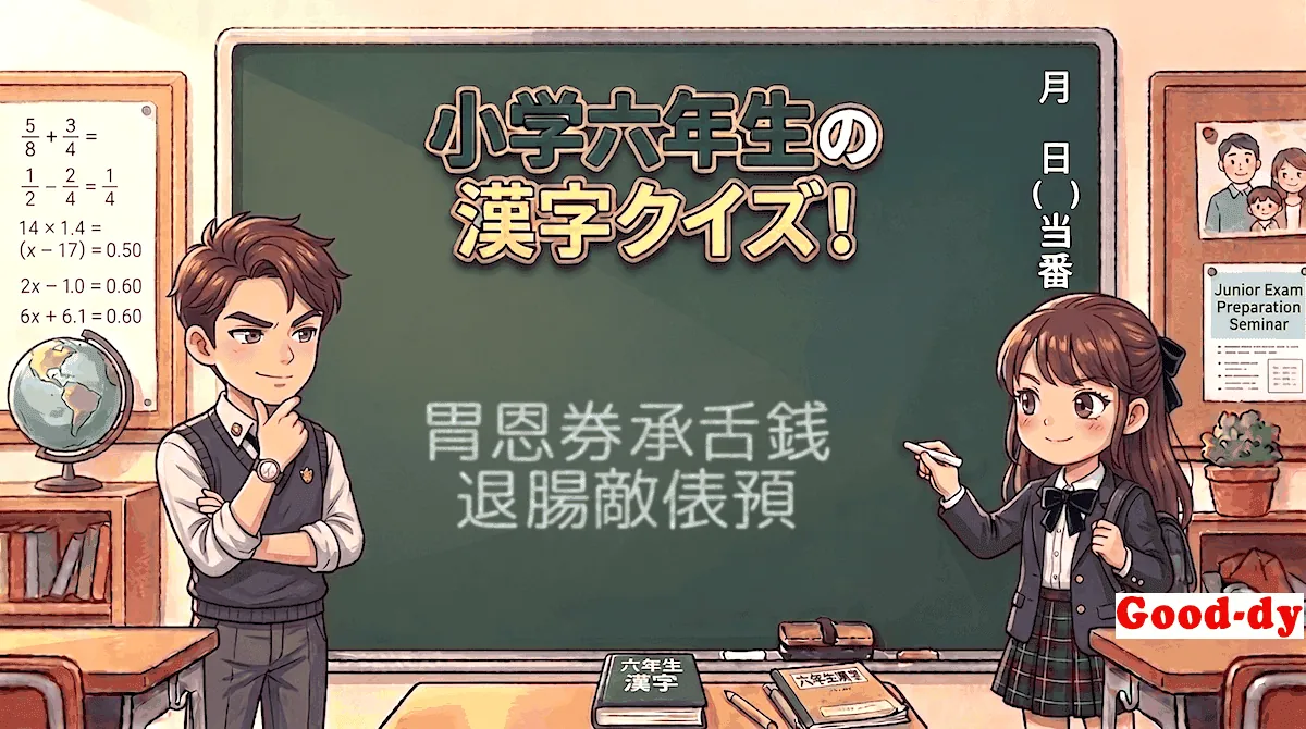 小学6年生の漢字⑲「胃恩券承舌銭退腸敵俵預」