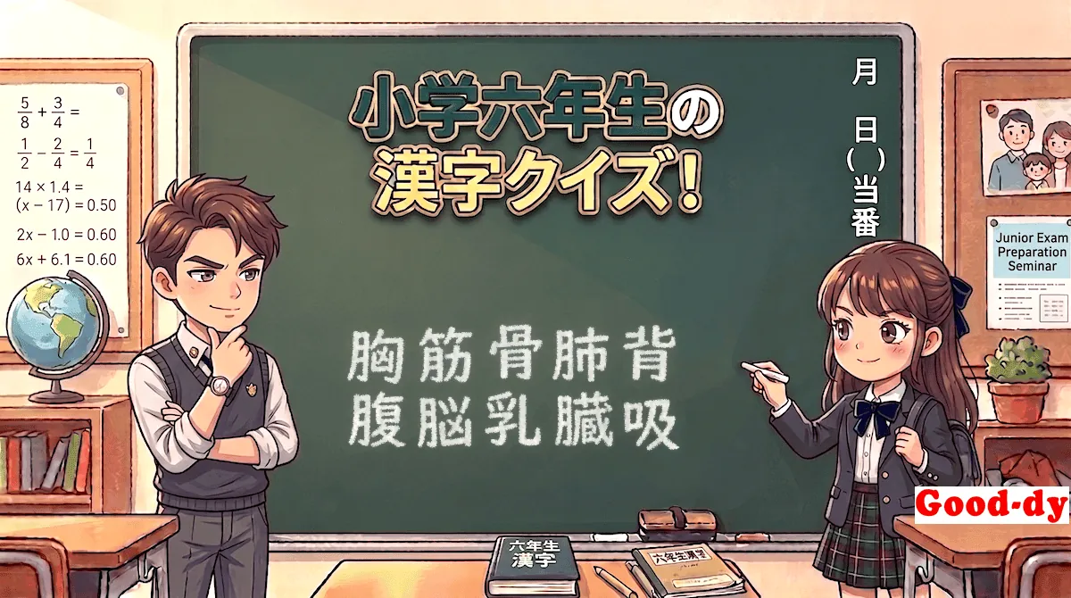 小学6年生の漢字②「胸筋骨肺背腹脳乳臓吸」