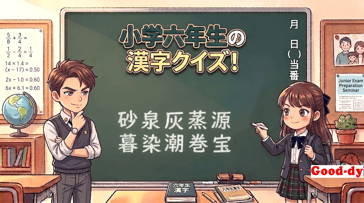 小学6年生の漢字③「砂泉灰蒸源暮染潮巻宝」