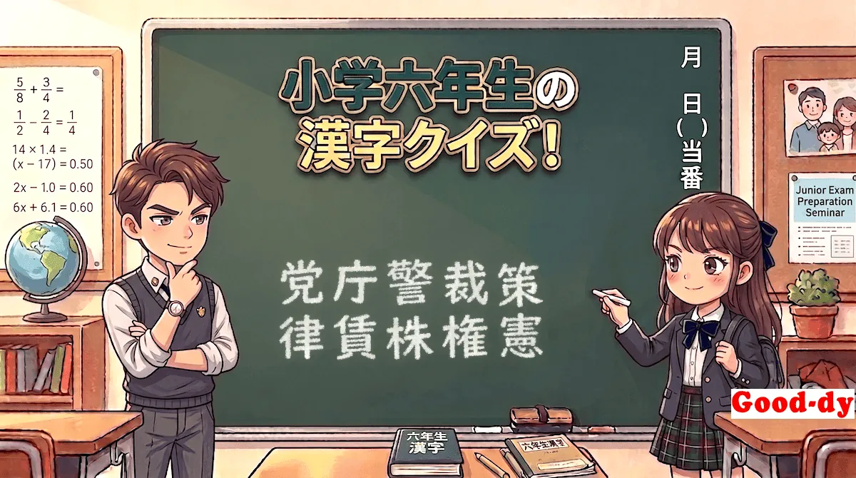 小学6年生の漢字④「党庁警裁策律賃株権憲」